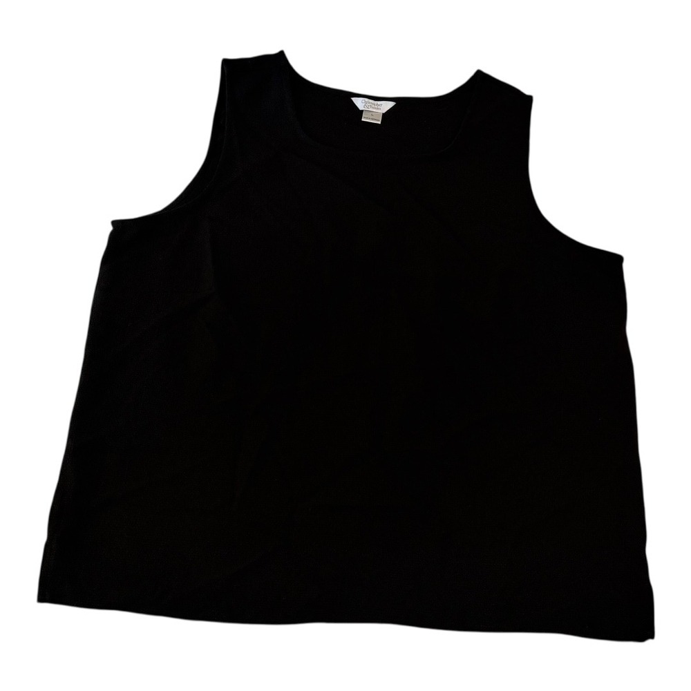 Minimalist Christopher & Banks Tank Top Regular L Black Rayon Blend‎ Shell Tank